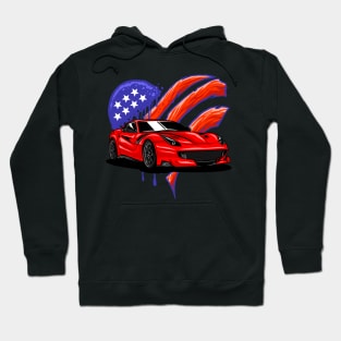 USA Flag Sport car Hoodie